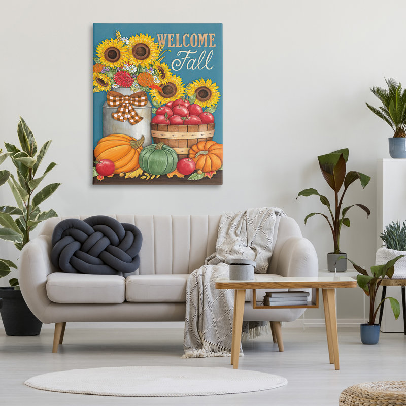 «Welcome Fall Harvest», art mural sur toile par Deb Strain, H 48 po x l 36 po