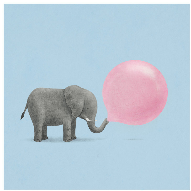 Jumbo Bubble Gum Blue by Terry Fan - Wrapped Canvas Print, 45.72 cm H x 45.72 cm W x 3.175 cm D