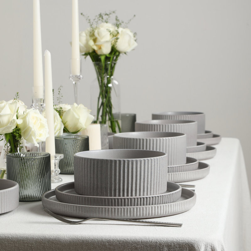 Stone Lain Haven 16-Piece Dinnerware Set Stoneware, Gray