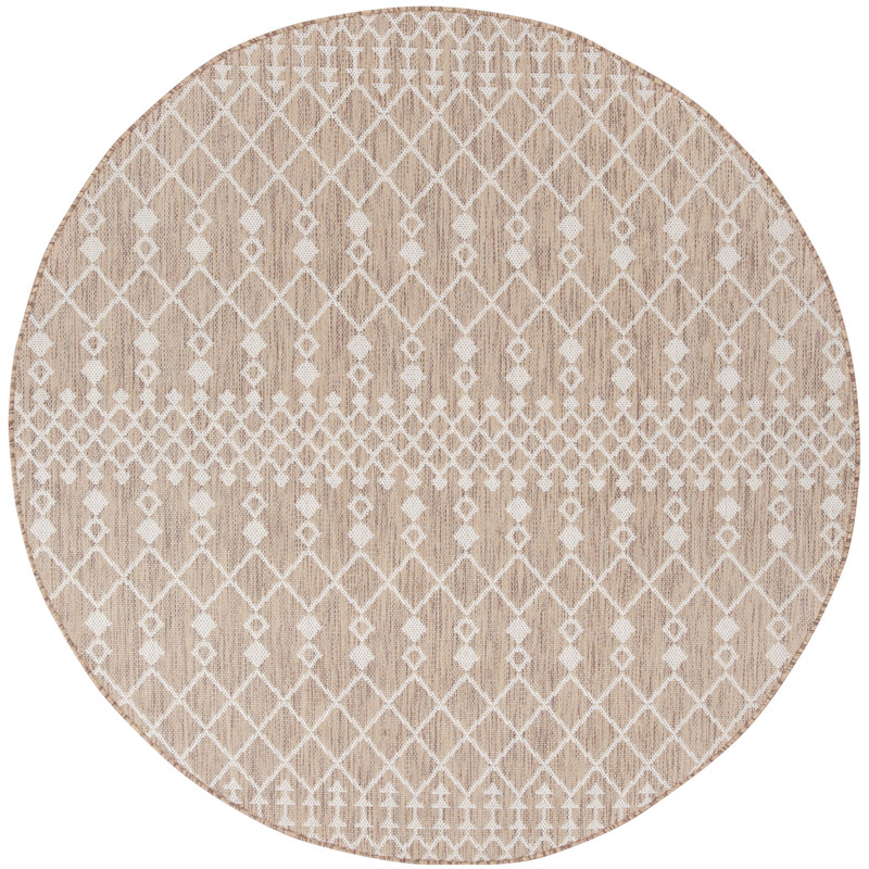  Positano 4' x Round Beige Modern Rug, Round 4', Beige