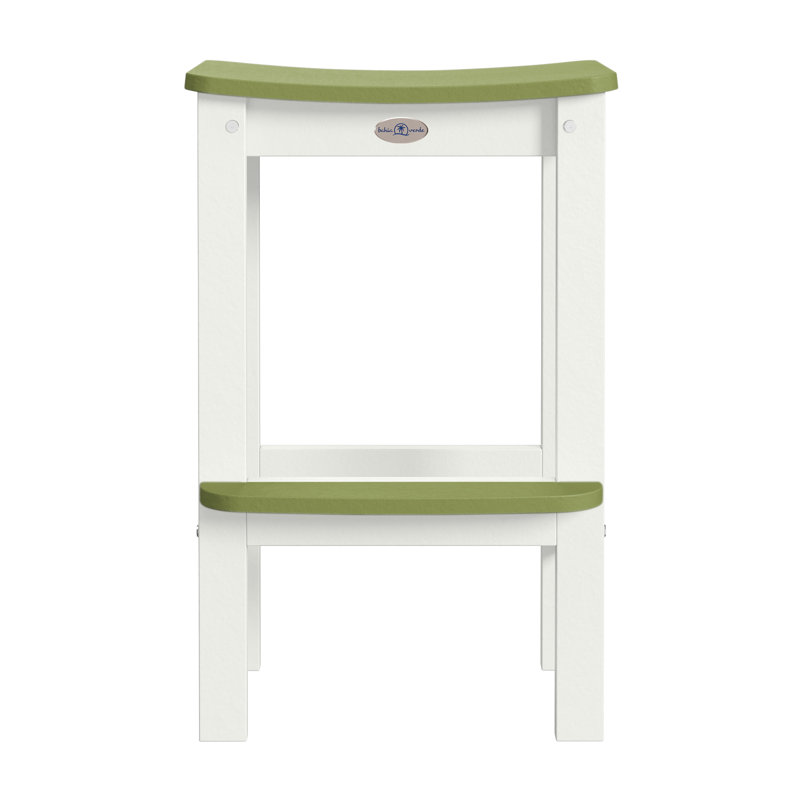 Tabouret de bar sans dossier Shoreline, Blanc / vert palmier