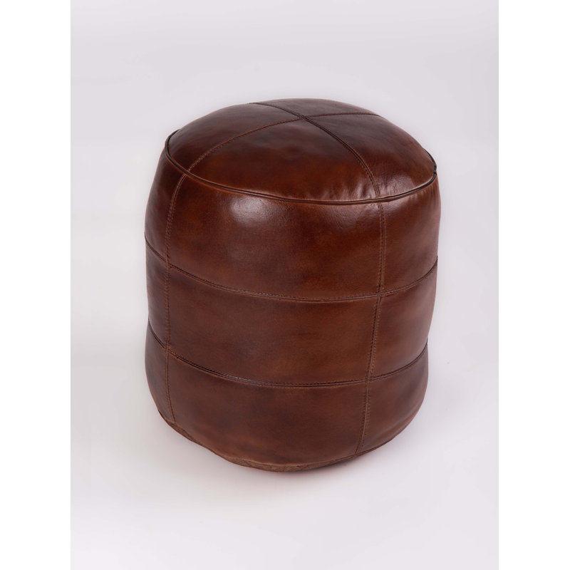 Conisbrough Leather Ottoman, 12" H x 21" W x 21" D