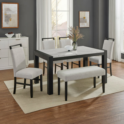 1 pièce Table de salle à manger en faux marbre blanc
