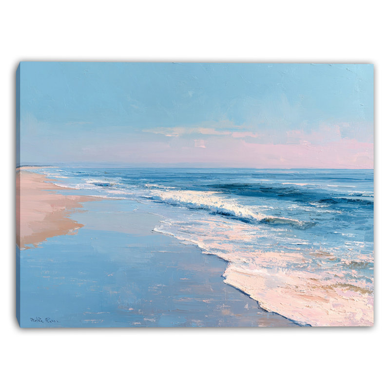 Pastel Shoreline Morning Wrapped Canvas Wall Art, 16" H x 24" W