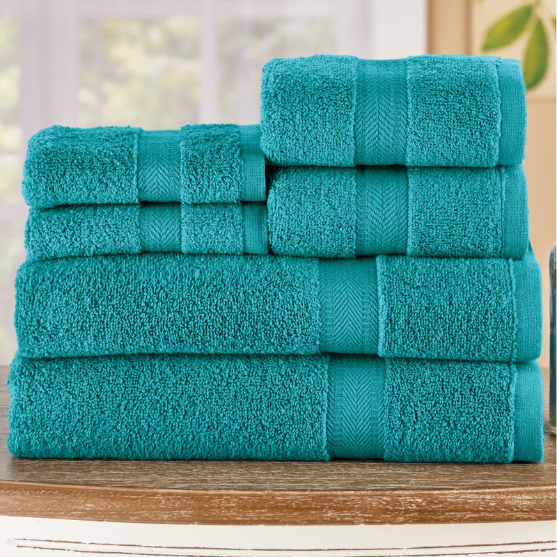 Ensemble de serviettes 6 pièces 100% coton Brooke-Louise, Bleu sarcelle