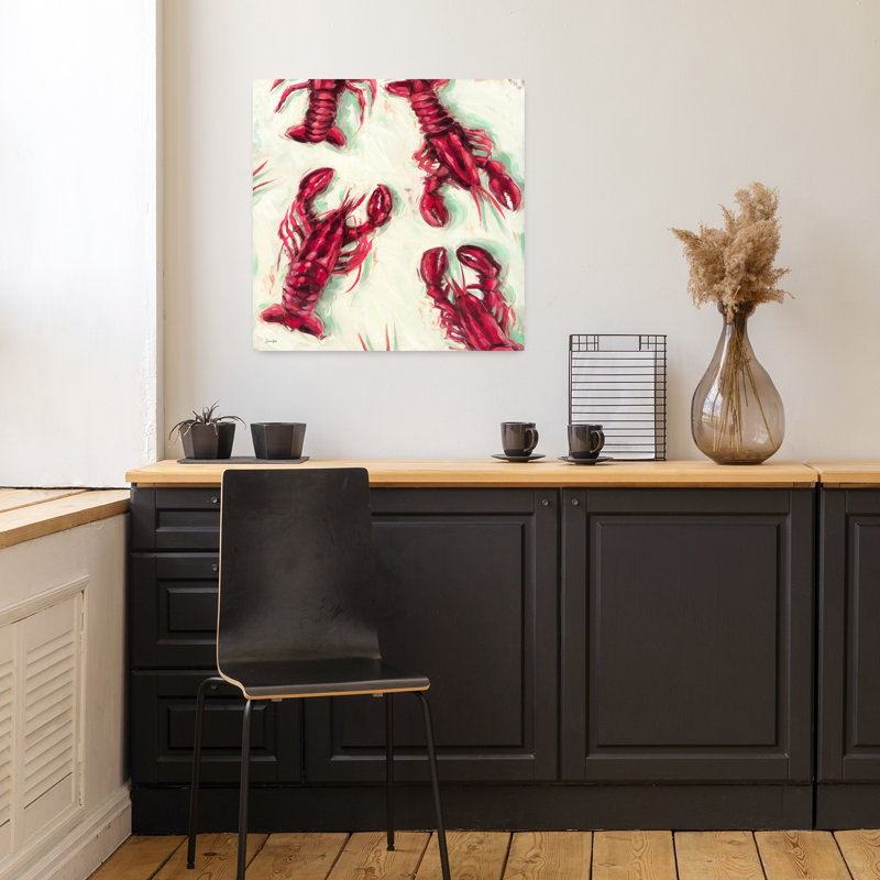 «The Catch», homard abstrait, art mural côtier, H 18 po x l 18 po