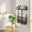 Porte-serviettes mural noir avec tablette en bois pour la salle de bain, le VR et le camping.