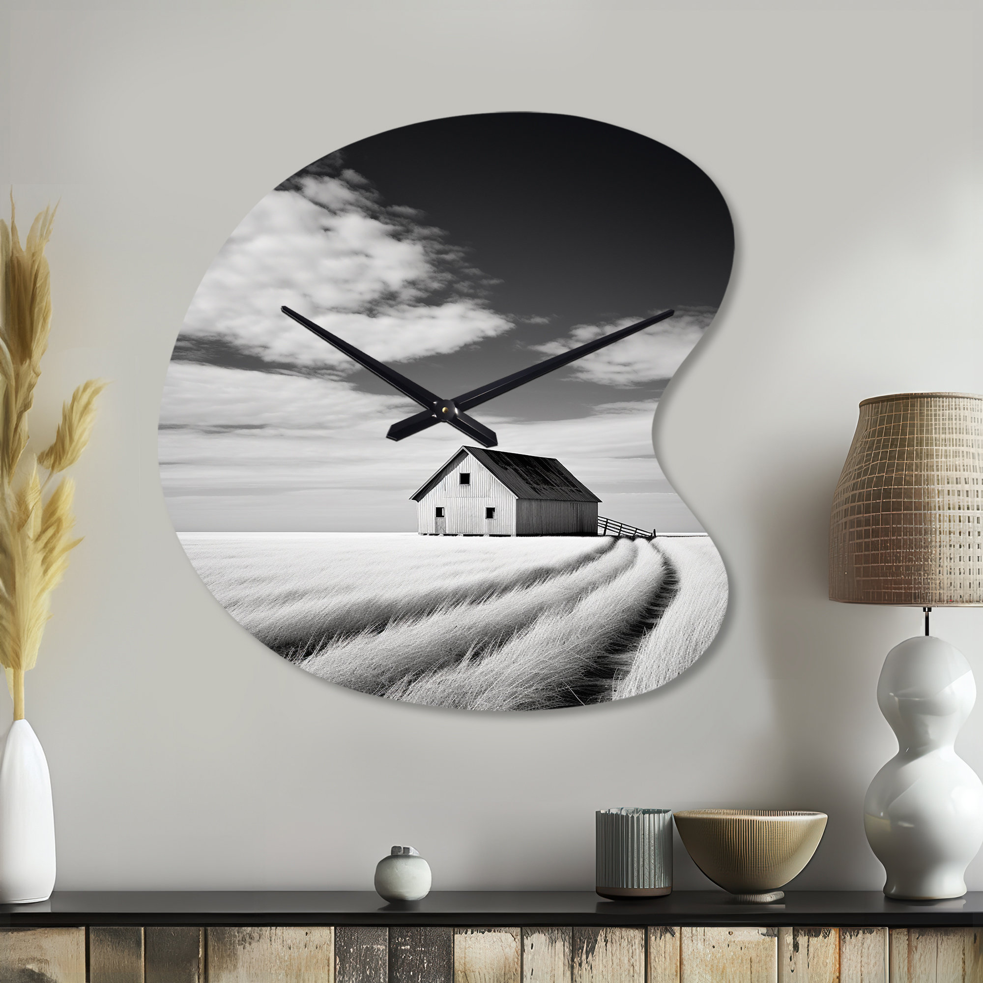 Design Art Black And White Barn Minimalism Country Charm I - Barns ...