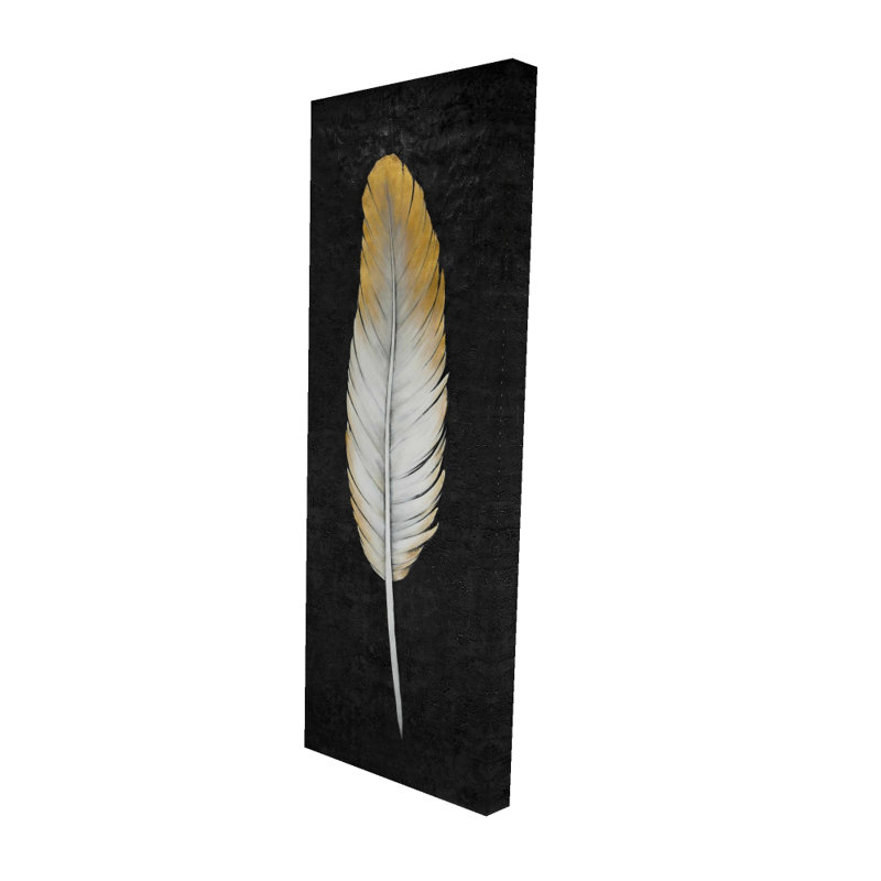 Golden Feather Bohemian Canvas | White Bedroom Wall Decor