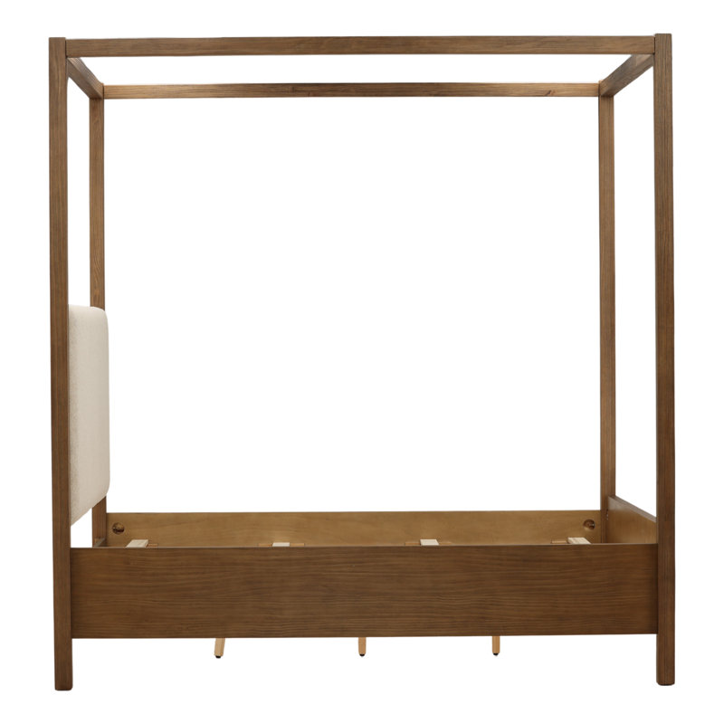 Emmalyn Solid Pine Wood Panel Bed, Everest Cream, Eastern King, Queen, Dark Brown