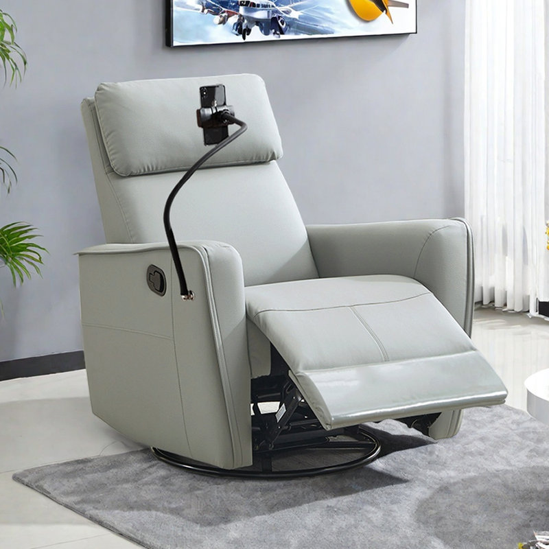 Fauteuil inclinable multifonctionnel de salon, Cuir gris assorti