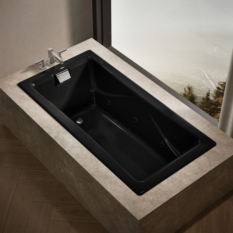 Baignoire tourbillon encastrée / encastrable 72 po x 36 po Tea-for-Two, Noir