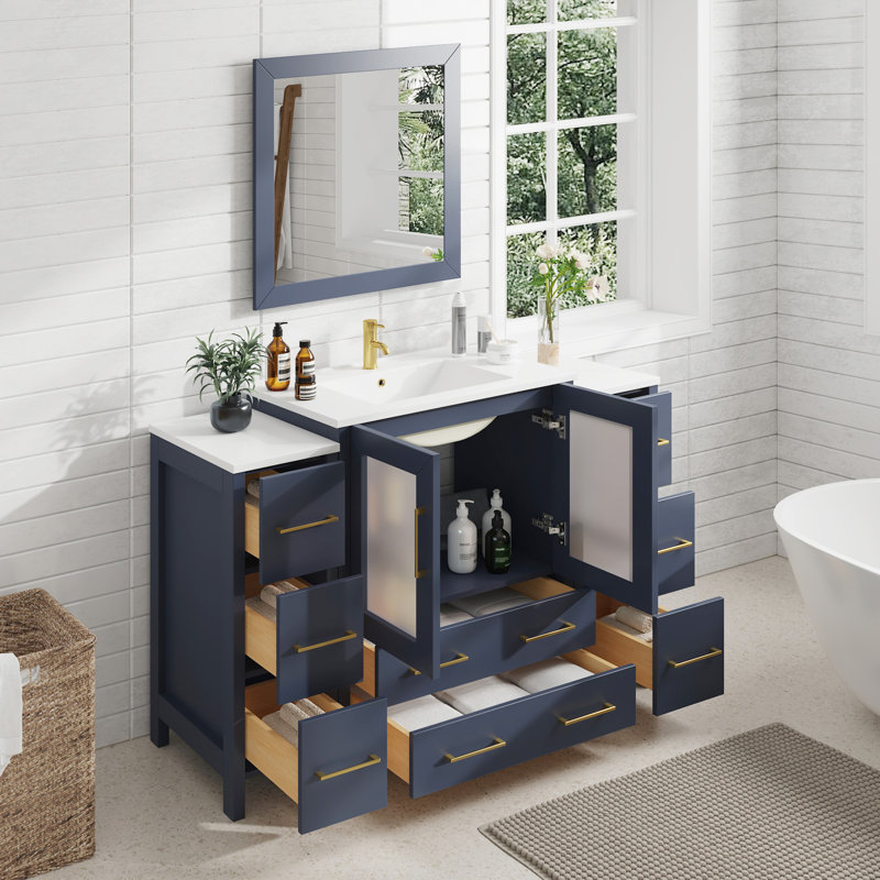  Ensemble de meuble-lavabo simple 54 "avec miroir, Bleu