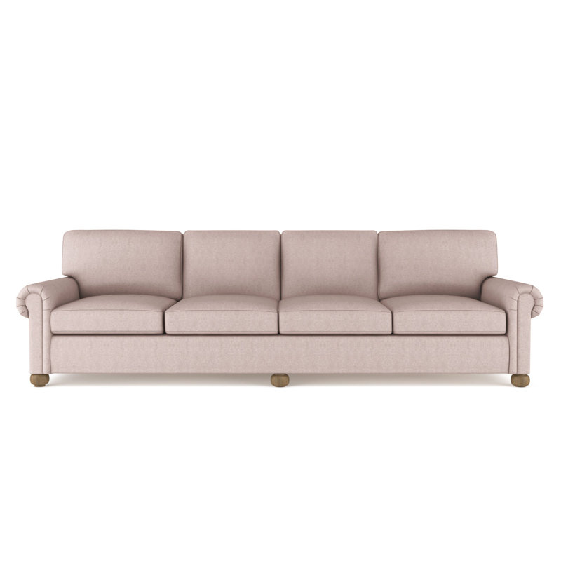 Leroy Rolled Panel-Arm Extra Long Sofa with Bun Feet, 36" H x 120" W x 49" D, Vintage Leather Graphite, Weathered