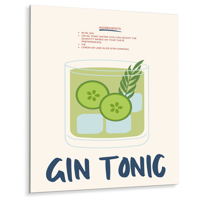 Gin & Tonic In A Rocks Glass II - Art mural cocktails, H 20 po x l 12 po, Sans cadre