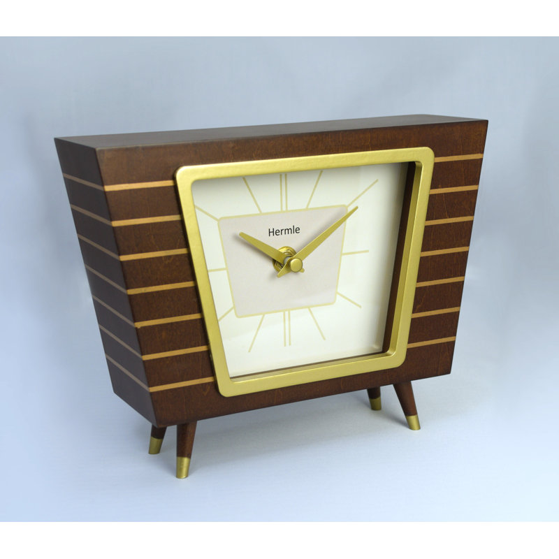 Roman Numeral Wood Quartz Movement / Crystal Tabletop Clock with Alarm Espresso Wood