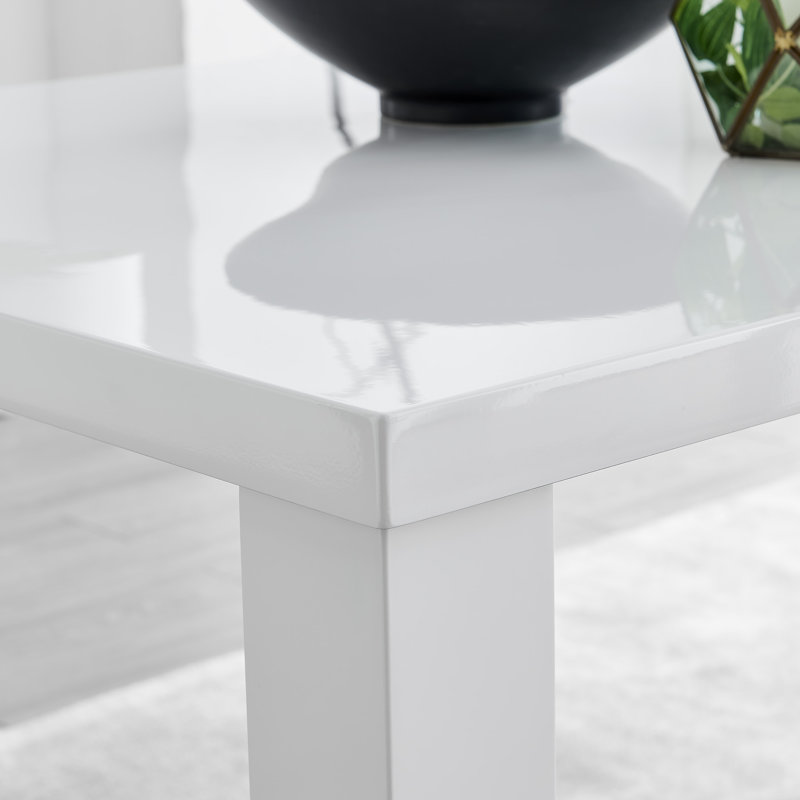 Eubanks High Gloss Minimalist Luxury Dining Table, White, 31.5" W x 59.06" L