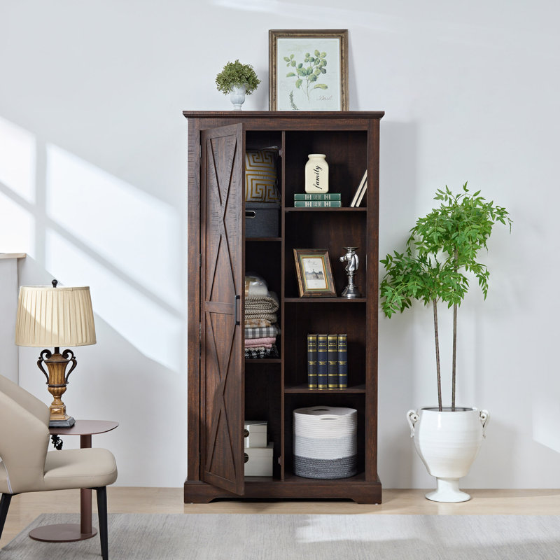 Grande armoire de rangement en faux bois Daxtyn, Espresso