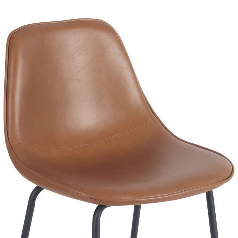 Ensemble de 2 tabourets de bar rembourrés Kavi, Similicuir brun, Tabouret de comptoir (siège d'une hauteur de 24 p
