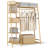7-Tier Bamboo Trapezoid Coat Rack Open Closet Wardrobe Clothing Organizer Garment Rack with Hanging Rod