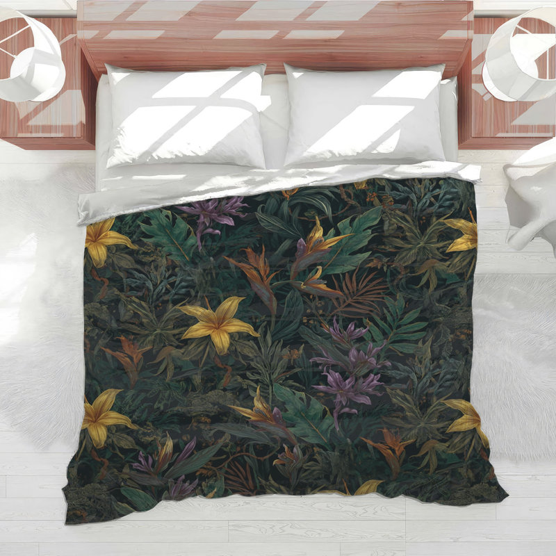 Tropical Exotic Flowers Comforter, Twin