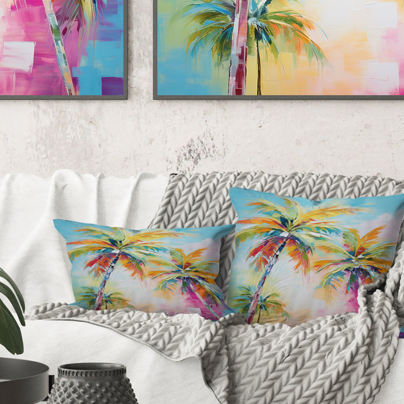 Coussin Popart Palm Trees III - Palmiers et palmiers, 18" x 18"