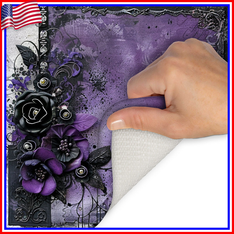 Tapis de bain floral, L 34 po x L 21 po, Mauve floral / abstrait