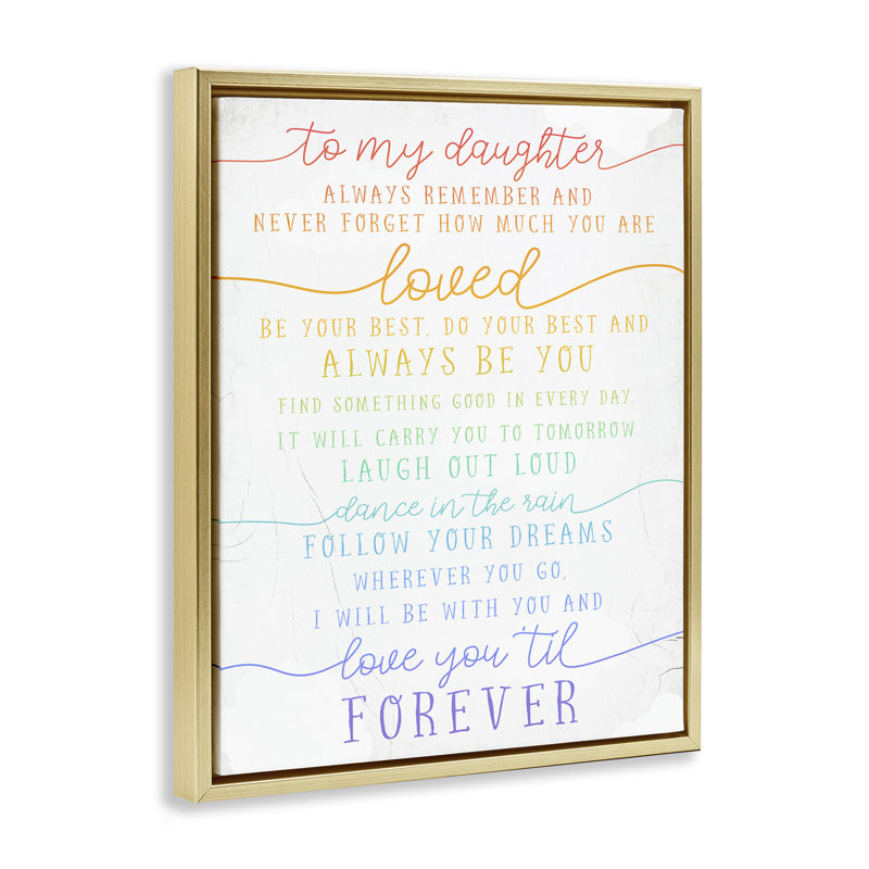«My Daughter Love You Forever», art mural encadré par Daphne Polselli, Cadre flottant orme Montalcino, H 31 po x l 25 po