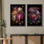 «Flower Blossom Moody Colorful Blossom Flowers Bouquet Floral», reproduction d'art sur toile encadrée 2 pièces-91069009-91069010