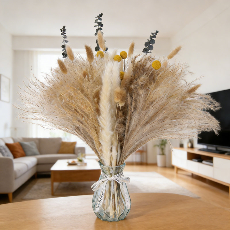 Ensemble de bouquet de fleurs de pampas de 16,9 po 16 po Boho