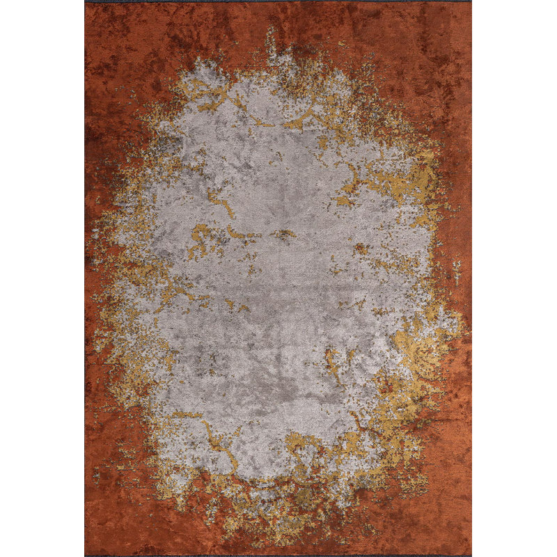 Rapture Abstract Area Rug in Beige, Rectangle 6'7" x 8'3"