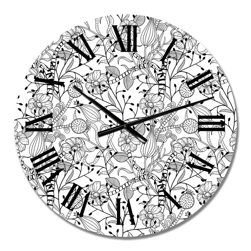 Horloge murale à motifs organiques monochromes I, Moyen