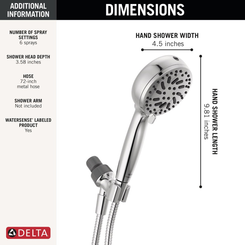 Douche à main ProClean, pomme de douche à main à jet haute pression, douche à main avec boyau, Chrome