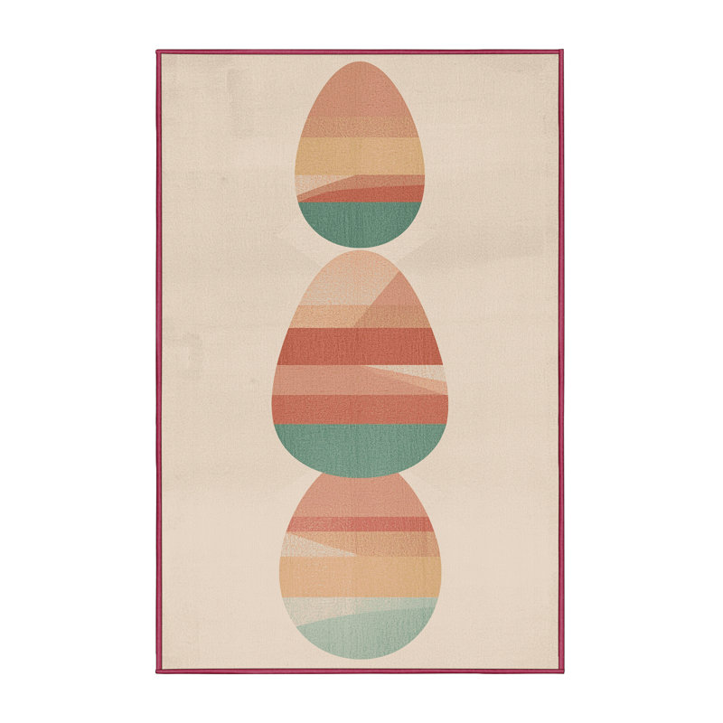 Tapis abstrait moderne et contemporain lavable à la machine en tissu Myrtlewood, 5 x 7
