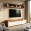 Meuble télé 59,1 po x 17,7 po x 13,8 po Modern Modern 100% panneau de particules enduit de mélamine, épaisseur: 0,7 pouce | Nombreuses tablettes de style scandinave à fixation murale pour un salon élégant