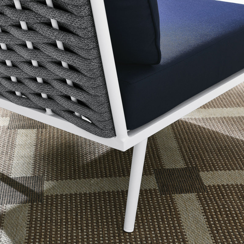 Modway Stance Outdoor Patio Aluminum Corner Chair, Navy Sunbrella®