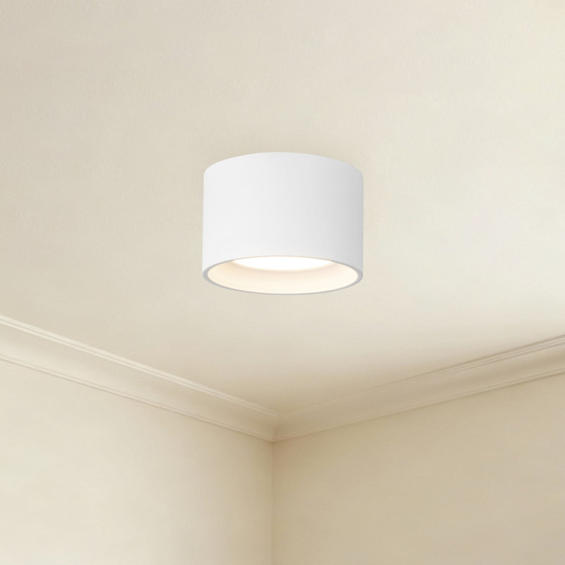 Uma 6-in Black dimmable LED Semi-Flush Mount, White