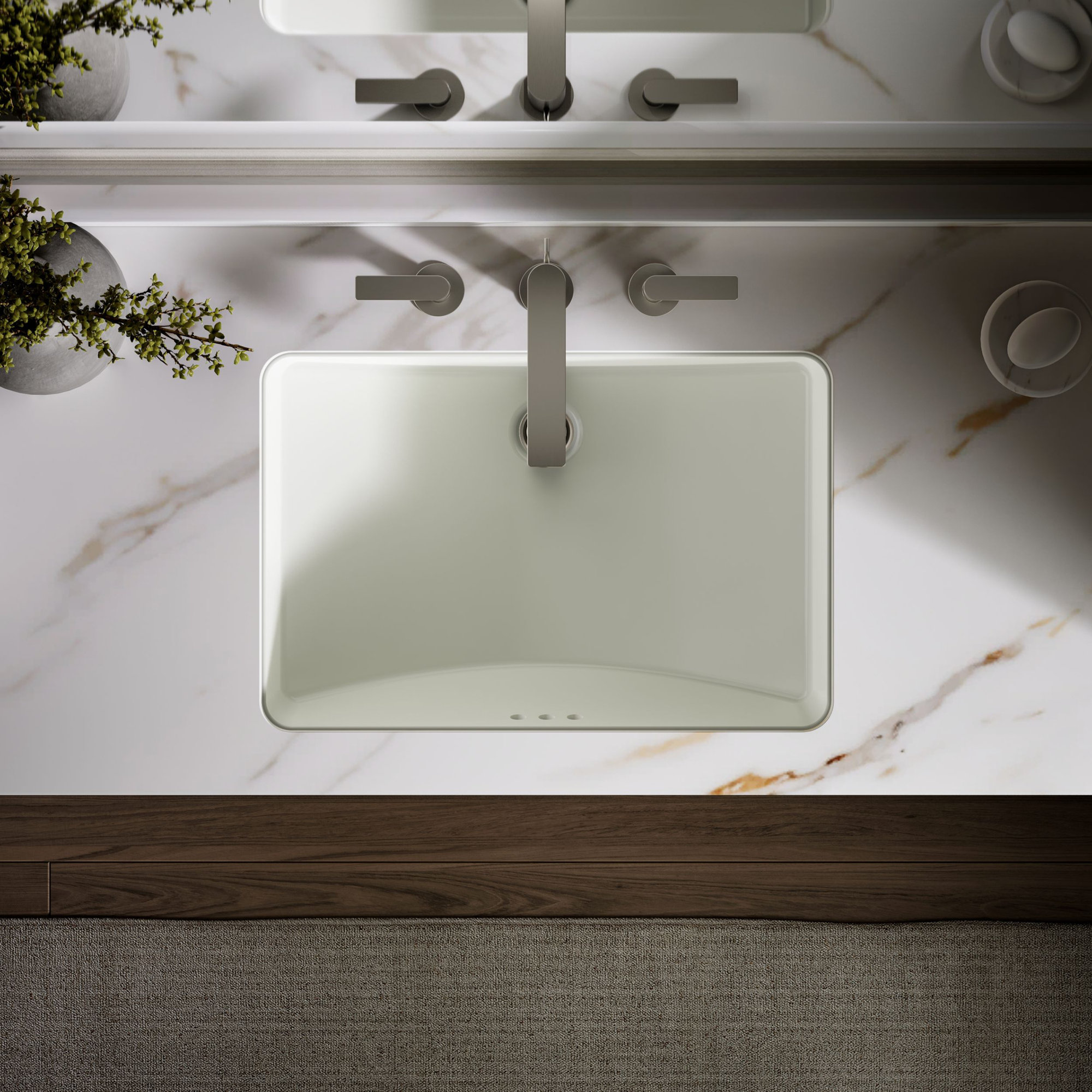Ladena Vitreous China Rectangular Undermount Bathroom Sink with Overflow, Dune