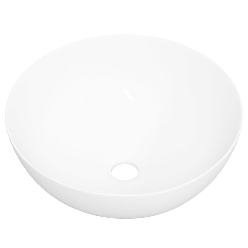Seebeck White Ceramic Circular Bathroom Sink with Overflow