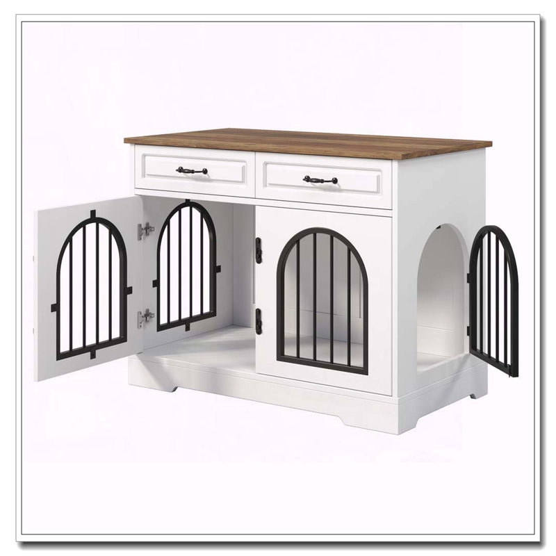 Caisse de ferme pour chien, 70,8 po brun + blanc