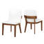 Chaises d'appoint modernes avec sièges rembourrés, ensemble de 2, cuir de polyuréthane blanc noyer massif
