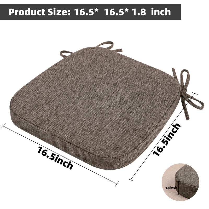 Chair Cushion With Ties For Dining Chair(Set Of 6), Brown