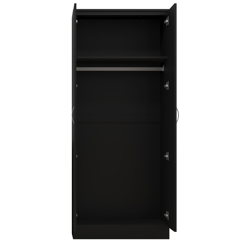Marlesha 2 Door Manufactured Wood Wardrobe, Black