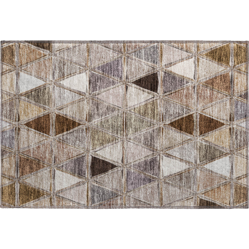 Premium Machine Washable Prisco Brown Rug, Rectangle 1'8" x 2'6"
