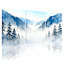 Paysage d'hiver avec paysage de montagne avec neige et arbres, ensemble de 3 impressions sur toile-1281909972