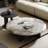 Eudice Round Nesting Coffee Table Set with Marble Top, Modern Coffee Table and Side Table for Living Room, 2-Piece Set with Storage Shelf