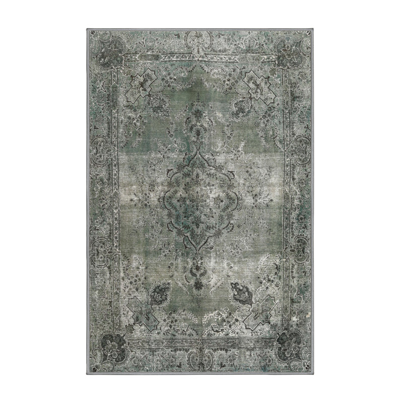 Tapis contemporain gris / gris anthracite, Rectangle 5 pi x 7 pi