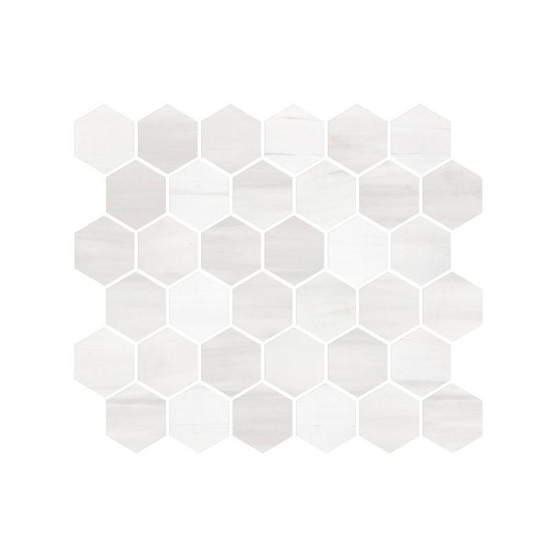 Carreau de mosaïque en nid d'abeille en marbre 12 po x 12 po Bianco Dolomite