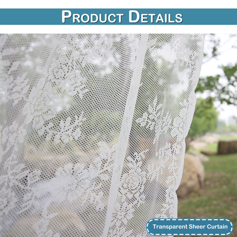 Paire de rideaux blanc transparent, L 30 po x L 40 po