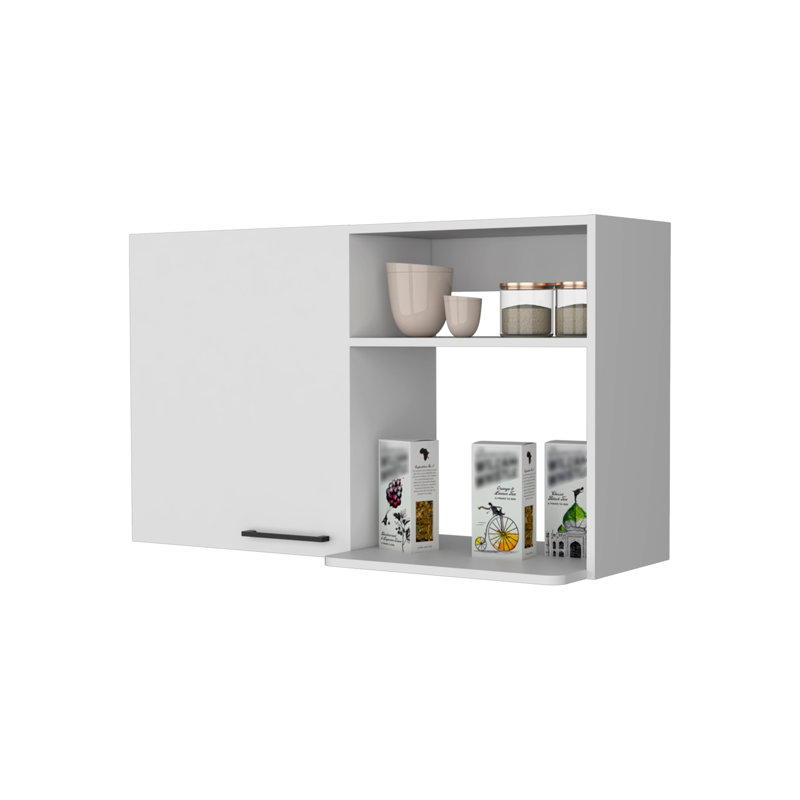 Armoire murale empilable à 2 portes avec tablettes latérales Oklahoma, unité de rangement en bois d'ingénierie blanc